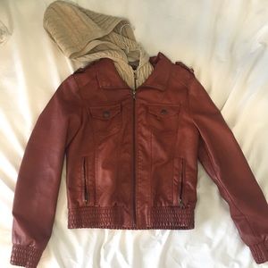 Burnt orange faux leather jacket